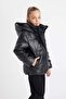 Girls' Waterproof Hooded Zipper Snap Inflatable Coat C5496A824Au - 8