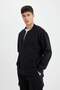 Relax Fit College Collar Zippered Double Pocket Seasonal Thin Bomber Cardigan D2605Ax24Au - 3