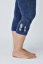 Women's Plus Size Cotton Lycra Bottom - Top Capri Set / Navy Blue 6156 - 7