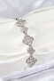 Brass Zircon Stone Clover Model Silver Color Vip Series Women's Bracelet - Ebj250726W36789