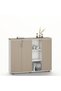 Herstal Office Credenza - 3 Door Storage Cabinet with Open Shelves, Oak/White Finish, 160x40x128cm - 3