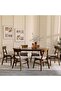 Acton 1+6 Seater Solid Wood Dining Set - Walnut/Beige