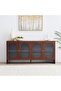 Azeron Buffet Cabinet - Elegant Brown Dining Storage with 2-Year Warranty, Engineered Wood & Glass