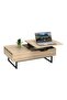 Coastal Lift Top Coffee Table with Drawer - Sonoma Oak/Black, Engineered Wood, Multi Color - 2