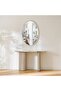 Hesdin High Gloss Console Table with Oval Mirror - Light Grey - 150x40x90cm - 2-Year Warranty - 2