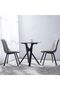 Alleria 2-Seater Round Dining Table - Grey/Black Glass Top - Stylish & Durable - 2-Year Warranty - 7