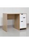 Spence Study Desk with 3 Drawers - White/Oak L100xW51xH76cm - 3