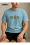 Orki Beach Men's Summer Light Blue T-Shirt & Black Shorts Set - 2
