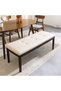 Brody 2-Seater Dining Bench - Stylish Beige & Dark Walnut Wood, Faux Leather, 2-Year Warranty - 8