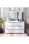 Brooklyn Dresser with Mirror - White Wood Bedroom Storage - Stylish & Functional 137x45.3x81.6cm
