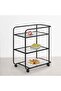Cosimo 3-Tier Serving Trolley - Black Metal & Tempered Glass, Stylish & Durable with 2-Year Warranty
