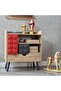 Bricks 3-Drawer Dresser with Shelf & Mirror - Oak/Red/Grey - Engineered Wood - 5-Year Warranty - 8