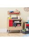 Bricks 3-Drawer Dresser with Shelf & Mirror - Oak/Red/Grey - Engineered Wood - 5-Year Warranty - 3