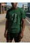 Orki Summer Pineapple Men's Summer Shorts Set – Tropical Printed Jungle Green T-Shirt & Black Shorts - 3