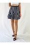Black and White Striped Flare Mini Diver Skirt - 3