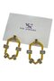 Gold Color Stone Detailed Ysx Earrings (Pair) - 2