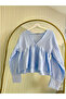Women's Long Sleeve Baby Blue Premium Muslin Fabric Shirt Blouse