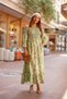 Green Boat Neck Silk Dress - 6