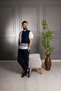 Interview Polo Neck Rayon Thin Knitwear Navy Blue White T-Shirt
