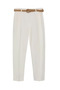 Women's Trousers with Straw Belt 70840 Ecru - 5