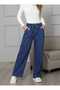 Wide Leg Jean Waist Elastic Cord Relaxed Fit Plus Size Trousers