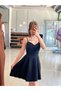Women's Summer Pleated Strap Stylish Black Dress