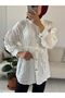 Women's Tokyo Fabric Mobile Belted Gold Buttoned Long Sleeve Hijab Shirt - 4