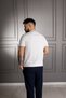 Interview 0 Collar Rayon Thin Knitwear Navy Blue White T-Shirt - 8