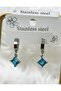 Blue Crystal Dangle Steel Earrings