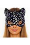 Purple and White Sequined Party Mask on Black Velvet Fabric 16X14 cm Bsk2026 - 2