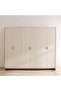 Barney 6 Door Wardrobe - Beige/Brown L240xW60xH220cm - 7