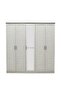 Zenith 5 Door Wardrobe with Drawers & Mirror - White Oak/Cement L200xW55xH210cm - 3