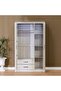 Olivos 3 Door Wardrobe with Mirror - Ash Grey/Oak L124xW56xH204cm - 4