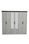 Pioneer 6 Door Wardrobe with 2 Drawers & Mirrors - White Oak + Brown L233xW55xH213cm - 2