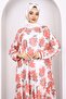 Pomegranate Flower Patterned Chiffon Dress - 3