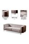 Palace 3 Seater Fabric Sofa - Ivory/Brown L230xW104xH70cm - 4