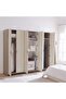 Barney 6 Door Wardrobe - Beige/Brown L240xW60xH220cm - 4