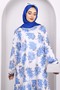 Cobalt Blue Patterned Chiffon Dress - 3