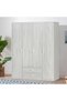 Tisley 4 Door Wardrobe -L.Oak/White faux marble L160xW55xH201.5cm