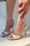 Elvona Matte Leather Thin Heeled Women's Shoes Beige - 5
