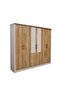 Swann 6 Door Wardrobe with Mirror - Summer Oak/Pearl White L232xW55xH210cm - 4