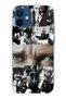 حافظة سيليكون شفافة متوافقة مع هاتف iPhone 12 Mini Atatürk Color Collage Eyes