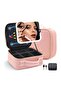 Makeup Bag with Lighted Mirror – Large Waterproof Travel Case, 360° Adjustable, 3 Light Colors