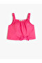 Girl's Crop Blouse with Straps and Bow Detail, Cotton
