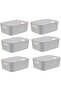 6-Pack Medium Storage Bins – Durable Cabinet & Shelf Organizers (25x16.5x10cm, Grey)