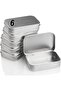 6 Pack Hinged Metal Tin Boxes with Lids, 3.7x2.4x0.8 Inch Small Storage Containers – Silver