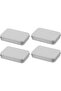 4 Pcs Mini Tin Box Containers with Hinge Lids – Small Metal Storage Boxes, 3.7×2.4×0.7 Inch (Silver)