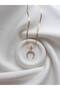 Crescent Steel Necklace - Steel Italian Crushed Chain Crescent Necklace - Crescent Stone Detailed Necklace - 8