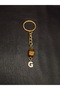 Gold Color Stone g Letter Tiger Eye Keychain Charm - 4