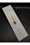 Gold Color Stone Letter U Tiger Eye Keychain Charm - 2